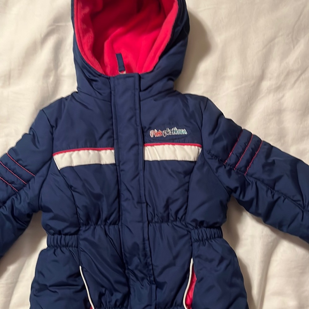 Pink Platinum girls solid hooded winter  puffer jacket. Size 4T . Color blue